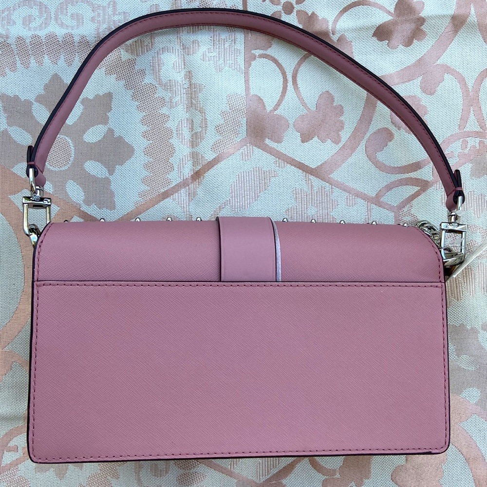 NWT MSRP$498 Michael Kors Greenwich Convertible Leather Shoulder Bag Royal Pink - Picture 2 of 7